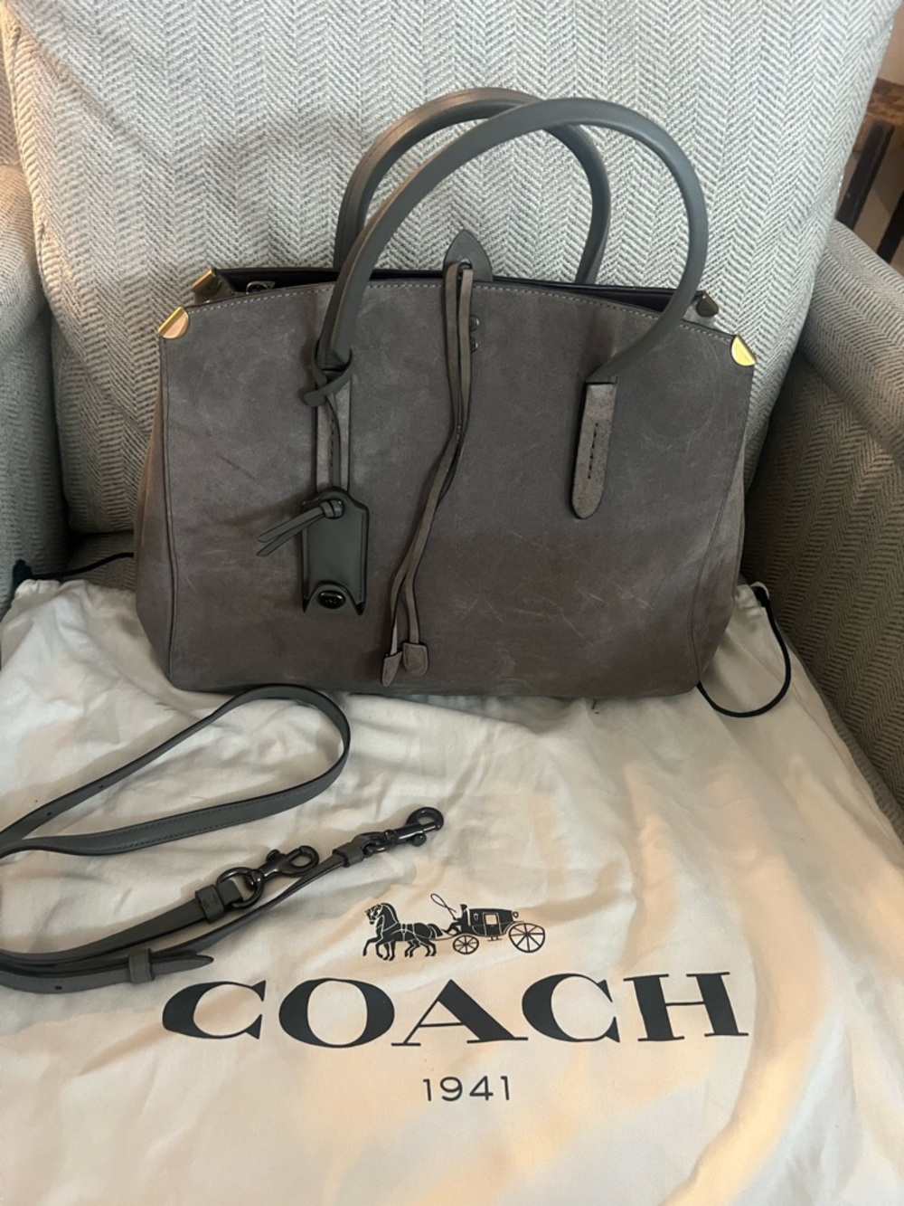 Coach 1941 Cooper Carryall Bag Heather Grey Suede Leather In Handbag Tote 22822